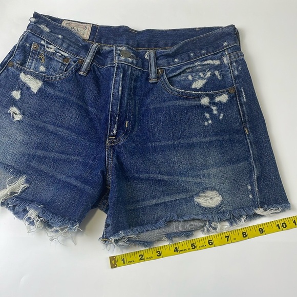 Polo Ralph Lauren Distressed Crosby Denim Shorts Size 25 Mid Rise Raw Hem cotton - Picture 14 of 14
